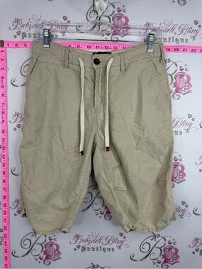 Simons shorts long style cotton Beige Drawstring Cargo Shorts